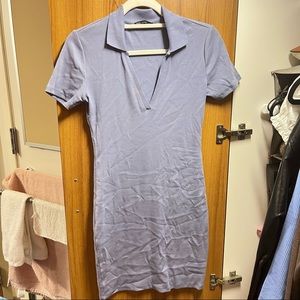 blue collared mini dress